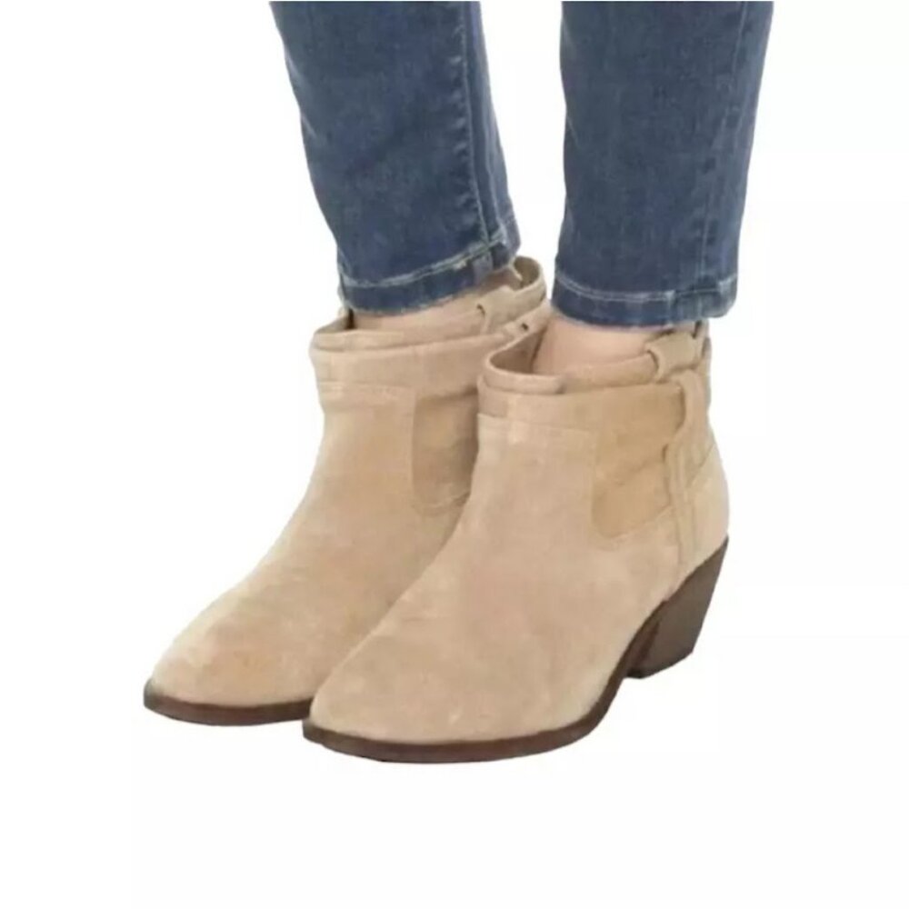 JOIE Ajax Ankle Boots, Tan Suede Western Boho Brazil MSRP $295, 38 EU (7 US)